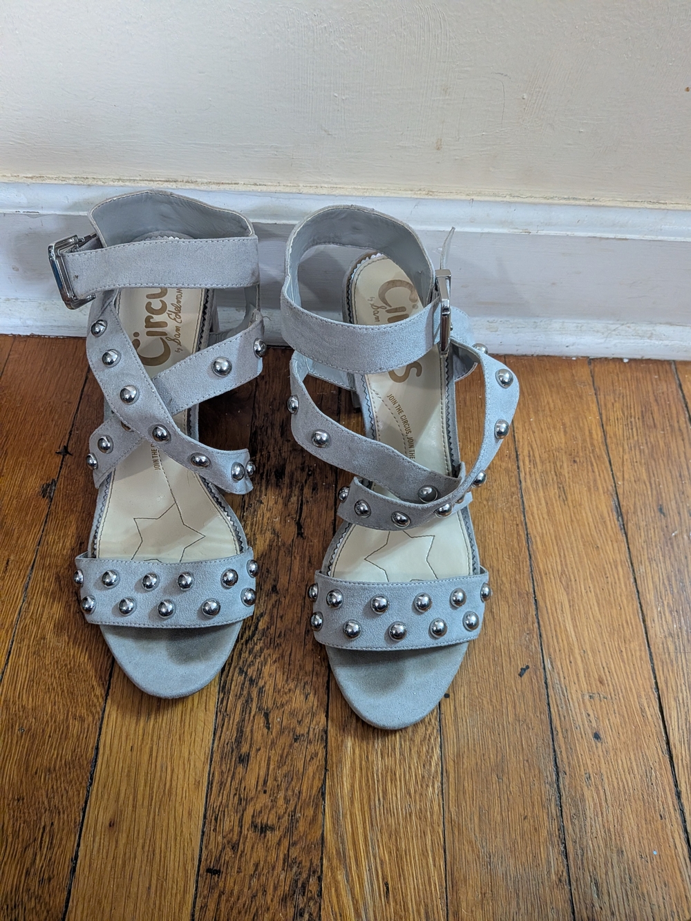 Circus by Sam Edelman Light Gray Studded Suede Heels